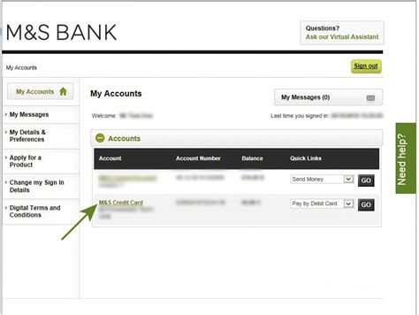 m&s credit card log in.